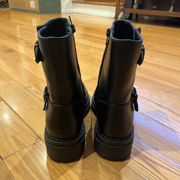 Arizona Jean Co “Tilpa” Women’s Stacked Heel Vegan Leather Moto Combat Boots - Picture 6 of 7